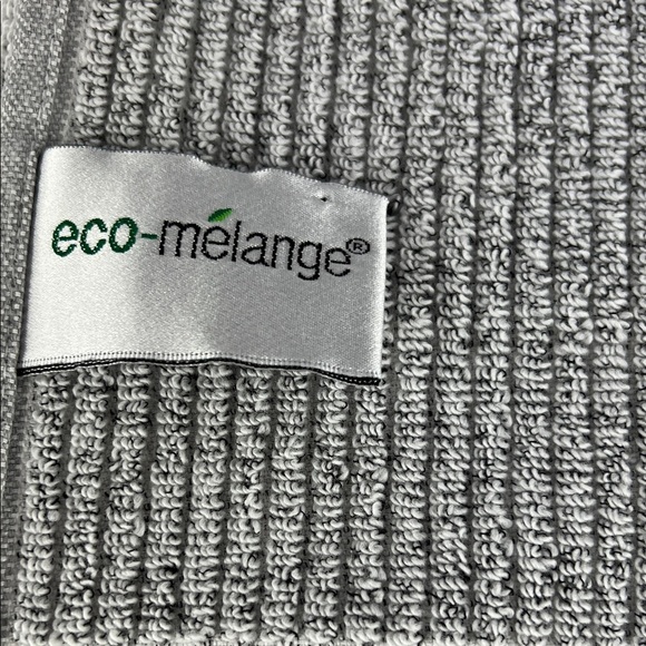Eco Melange Bath Towels Rayon Bamboo Gray White with Fringe Cotton Set of 2 NEW - Picture 6 of 8
